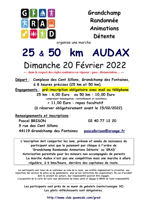 Document marche Audax 2022